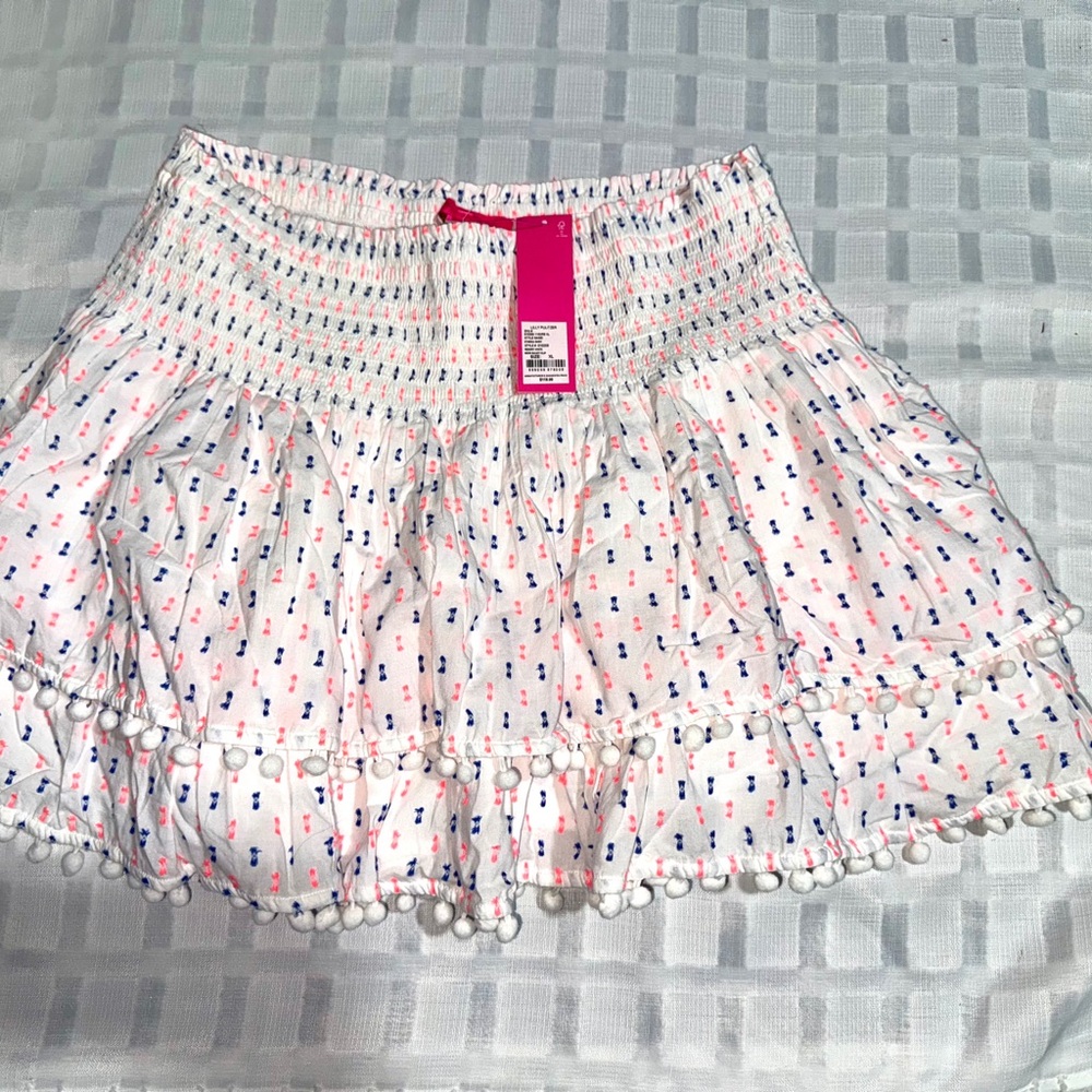 Lilly Pulitzer Smocked Pink and Black Mini Skirt